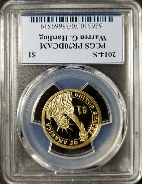 2014-s $1 warren g. harding pr70dc