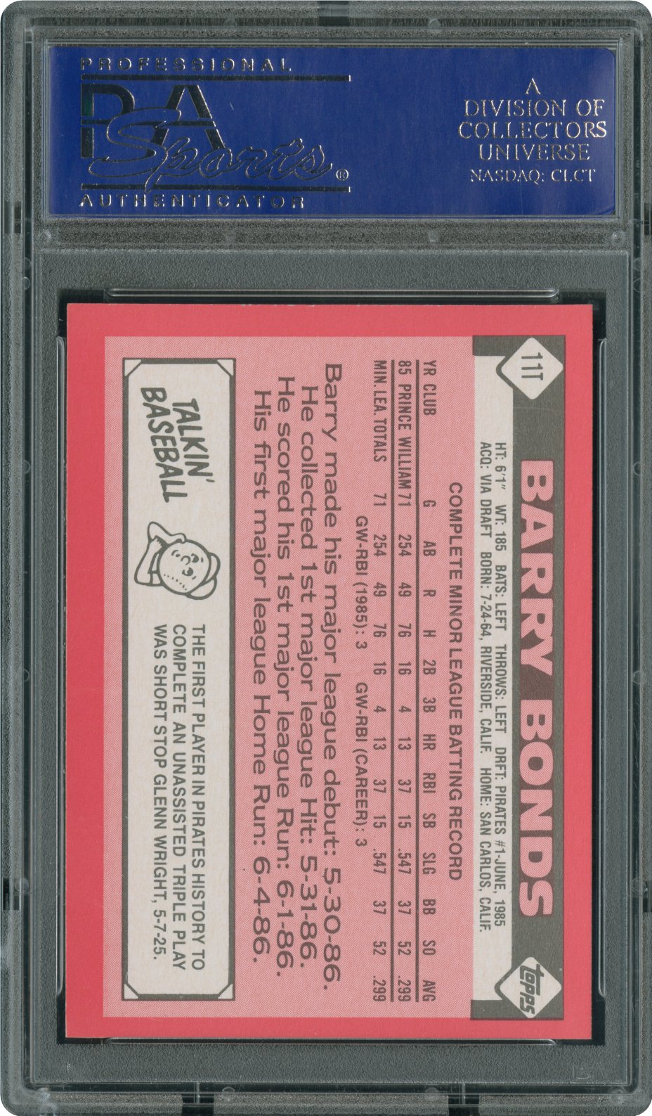 1986 Topps Traded Tiffany Barry Bonds | PSA CardFacts™