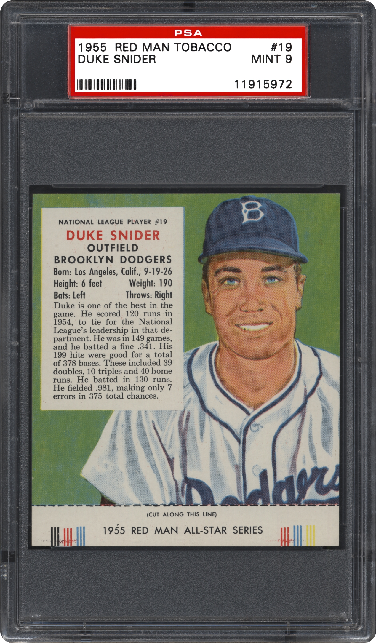 1955 Red Man Tobacco Duke Snider 