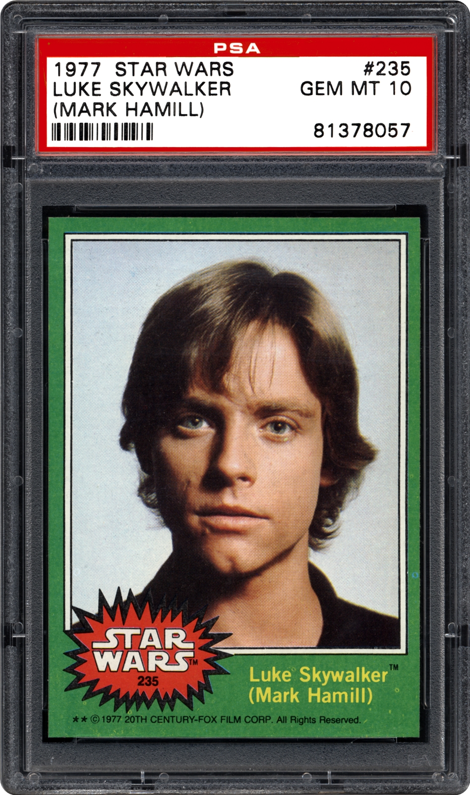 1977 luke skywalker trading card