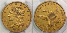 1838 $5 AU50