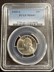 1935-S 25C MS64+ 