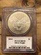 2014 $1 Silver Eagle Mercanti Signature MS70