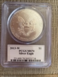 2013-W $1 Burnished Silver Eagle Mercanti Signature SP70