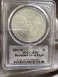 2007-W $1 Burnished Silver Eagle Mercanti Signature SP70