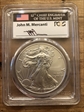 2012-W $1 Burnished Silver Eagle Mercanti Signature SP70