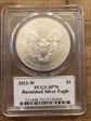 2012-W $1 Burnished Silver Eagle Mercanti Signature SP70
