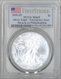 2020-(P) $1 Silver Eagle - Emergency Issue Struck at Philadelphia First Strike MS69