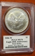 2006-W $1 Burnished Silver Eagle 20th Anniversary First Strike SP70