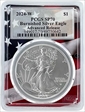 2024-W $1 Burnished Silver Eagle Advanced Release Flag Picture Frame SP70