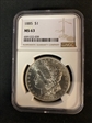 1885 $1 morgan ms 63