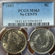 1883 5C No CENTS MS63