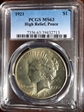 1921 $1 High Relief, Peace MS63