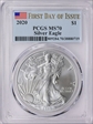 2020 $1 Silver Eagle First Day of Issue MS70