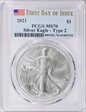 2021 $1 Silver Eagle - Type 2 First Day of Issue MS70