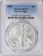 2008 $1 Silver Eagle MS70