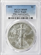 2011 $1 Silver Eagle 25th Anniversary MS69