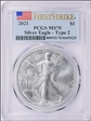 2021 $1 Silver Eagle - Type 2 First Strike MS70