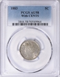 1883 5C With CENTS AU58
