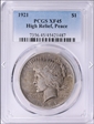 1921 $1 High Relief, Peace XF45