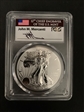 2019-W $1 Silver Eagle Enhanced Rev PR Pride of Two Nations, U.S. Set FDI Mercanti Flag PR70