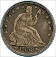 1853 50C Arrows & Rays VF25