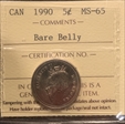 1990 5c Bear Belly MS65