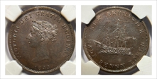 1843 1/2 penny NB-1A1 MS62