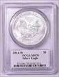 2014-W $1 Burnished Silver Eagle Mercanti Signature SP70
