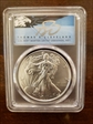 2020-W $1 Burnished Silver Eagle First Day of Issue Cleveland Blue Eagle SP70