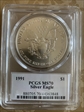 1991 $1 Silver Eagle Mercanti Silver Eagle Signature MS70