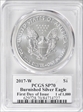 2017-W $1 Burnished Silver Eagle First Day of Issue 1 of 1,000 Mercanti SP70
