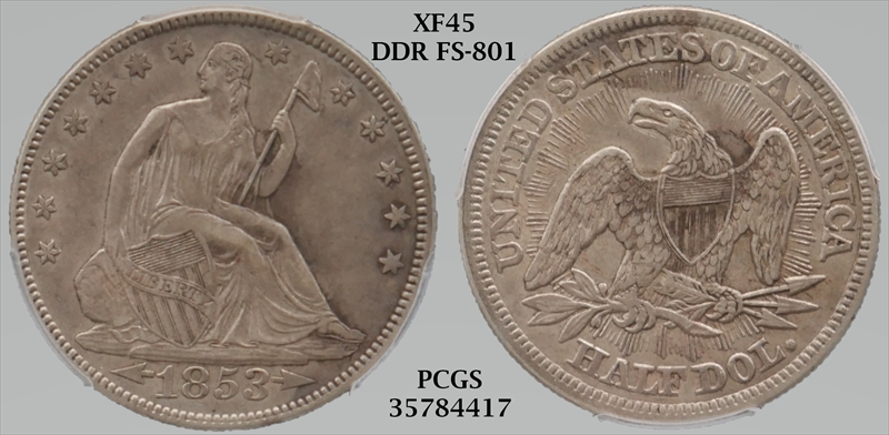 GFRC Open Set Registry - Kingsley Seated 1853 Seated Arrows and Rays 50C