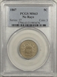 1867 5C No Rays MS63