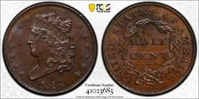 1834 1/2C C-1 MS64BN