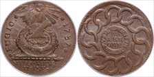 1787 Fugio 1C States United, 4 Cinq MS64BN