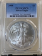 2008 $1 Silver Eagle MS70