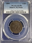 1806 1/2C Small 6, No Stems AU50BN