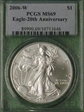 2006-W $1 Burnished Silver Eagle 20th Anniversary SP69