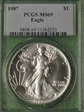 1987 $1 Silver Eagle MS69