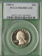 1985-S 25C PR69DCAM