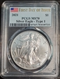 2021 $1 Silver Eagle - Type 1 First Day of Issue MS70