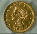 1843-C $2.50 Large Date AU55