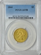 1844 $5 AU58