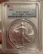 2021 $1 Silver Eagle - Type 2 First Day of Issue MS70
