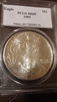 1993 $1 Silver Eagle MS69