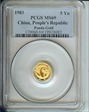 1983 5 Yn Panda Gold PAN-10A MS69