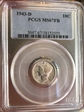 1943-D 10C MS67FB