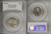 1999-D 25C Connecticut MS64