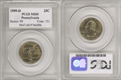 1999-D 25C Pennsylvania MS65